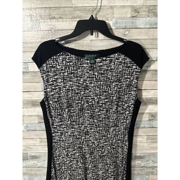 Women’s Lauren Ralph Lauren Sleeveless Dress Black White Plus Size 14 - Picture 5 of 16